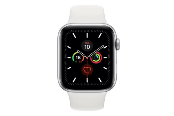 Apple Watch 44mm Series 5 Silver Alu Case w/ White Sport Band (GPS+Cellular)